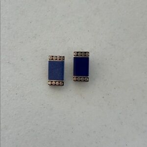 Sterling and Lapis Rectangular Earrings